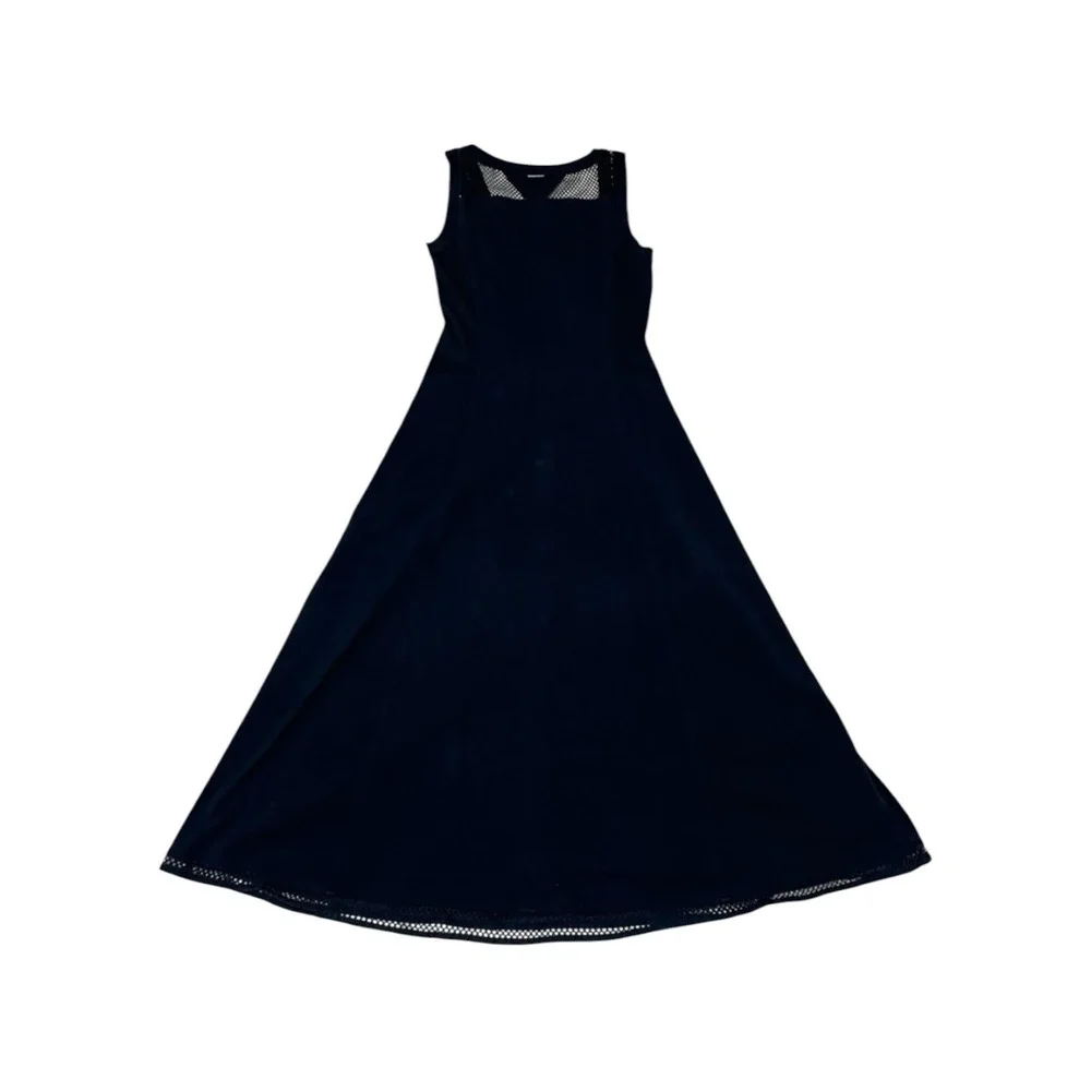 Marc Cain Sports Black Midi Dress Sleeveless Mesh Back Fit & Flare
